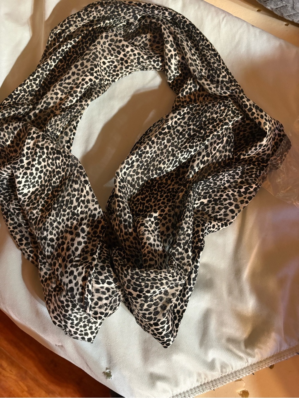 Leopard Print Lightweight Women’s Scarf - Black and Cream